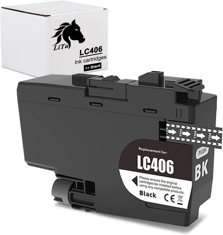 LiTuhorse LC406BK Ink Cartridges for Brother Printer, Compatible LC406 Black Ink Cartridge Replacement for Brother MFC-J4335DW MFC-J4345DW MFC-J4535DW MFC-J5855DW MFC-J5955DW MFC-J6555DW MFC-J6955DW