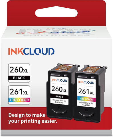 PG-260 XL CL-261 XL Ink Cartridges Replacement for Canon 260XL 261XL PG-260 XL CL-261 XL Combo Pack Work with Canon TS5320 TS6420 TR7020 All in One Wireless Printer (1 Black,1 Tri-Color, 2Pack)