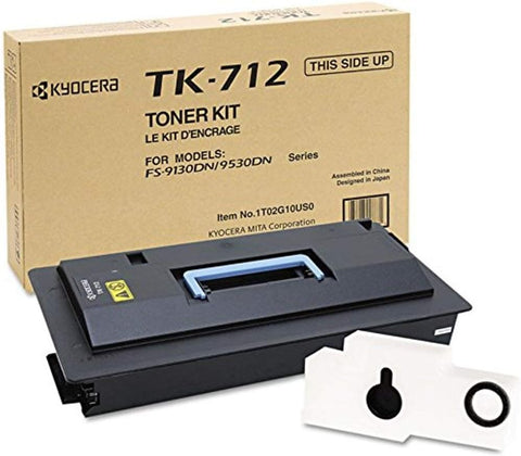 Kyocera 1T02G10US0 Model TK-712 Black Toner Kit for Use with FS-9130DN and FS-9530DN Large Workgroup Printers, Genuine Kyocera Toner Kit, Yields up to 40000 pages, Black Color