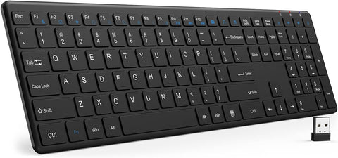 Deeliva Wireless Keyboard, 2.4G Quiet Silent Slim Computer Keyboard Wireless Full-Size with Number Pad and Shortcut Keys, USB Ergonomic Wireless Keyboard for Laptop, Desktop, PC, Windows Black