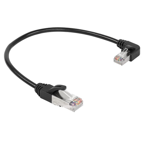 CERRXIAN 1FT 90 Degree RJ50 10P10C Cable, Right Angle RJ50 Male to Male Cable for Router Modem(R)