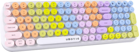 UBOTIE Colorful Bluetooth 100Keys Keyboards, Wireless Compact Rainbow Gradual Colors Retro Typewriter Flexible Keyboard for Tablet, Cellphones, PC