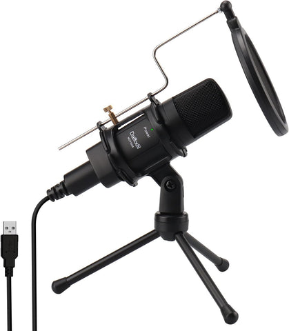 Daffodil Condenser Microphone USB Omnidirectional MCP200 - Mic with Tripod Stand, Pop Filter - Recording Vocals, Gaming, Podcast, ASMR, Vlogging Broadcast and Streaming for PC and Mac - Black