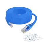 QNECS Cat6 Ethernet Cable with Clips 550 Mhz Ethernet Network Cable- Snagless High Speed Patch Internet Computer Cord- UTP CAT 6 Cable with RJ45 Connector for Home Office Servers [Blue - 100 Ft]