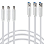 USB 3.0 Cable A to C, Type C Cable 3A Fast Charging, 3 Packs USB C Cable,Compatible with USB C Devices (White)