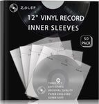 12" Vinyl Record Sleeves Inner 50 Pack, Thicker 3-Ply Anti Static Archival LP Inner Sleeve with Rice Paper for 33 RPM Records Protection