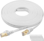 DEFACE Cat 8 Ethernet Cable 50 Ft Cat8 Internet Cable Flat Gigabit High Speed Shielded RJ45 LAN Cable for PS4, Xbox, Router, Modem, Gaming, White