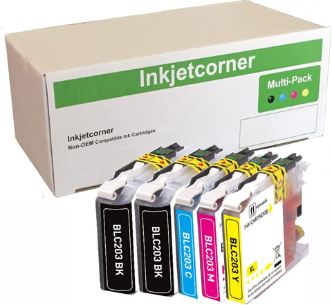 Inkjetcorner Compatible Ink Cartridges Replacement for LC203 LC203XL for use with MFC-J460DW MFC-J480DW MFC-J485DW MFC-J680DW MFC-J880DW MFC-J885DW (2 Black, 1 Cyan, 1 Magenta, 1 Yellow, 5-Pack)