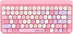 UBOTIE Portable Bluetooth Colorful Computer Keyboards, Wireless Mini Compact Retro Typewriter Flexible 84Keys Design Keyboard (Pink-Colorful)