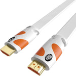 Postta Flat HDMI Cable 25 Feet 4K HDMI2.0 Cable Support 4K(2160P),3D,1080P,Ethernet,Audio Return(White-Orange)