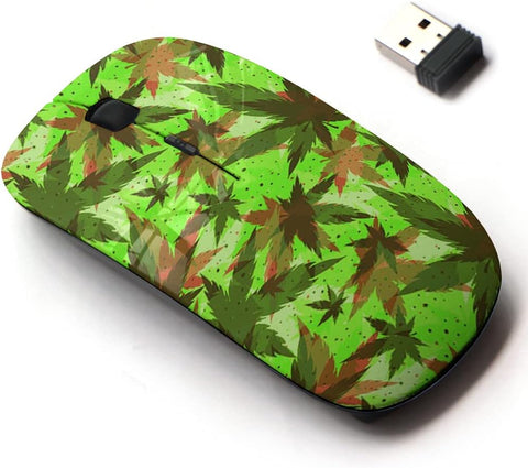 2.4G Wireless Mouse with Cute Pattern Design for All Laptops and Desktops with Nano Receiver - Marijuana Cannabis