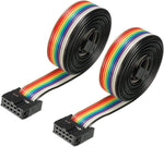 uxcell IDC Rainbow Wire Flat Ribbon Cable 10 Pins 128cm Length 2.54mm Pitch 2pcs Type-B