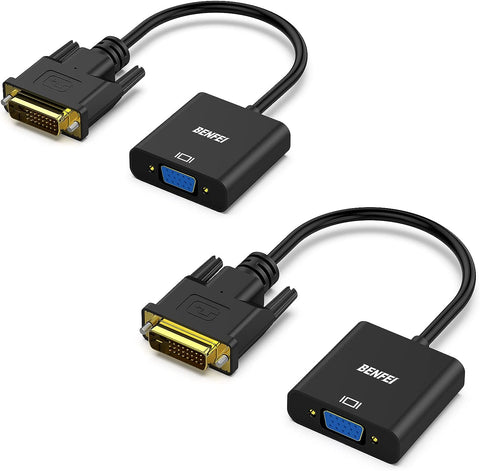 BENFEI Active DVI-D to VGA Adapter, 2 Pack DVI-D 24+1 to VGA Male to Female Adapter