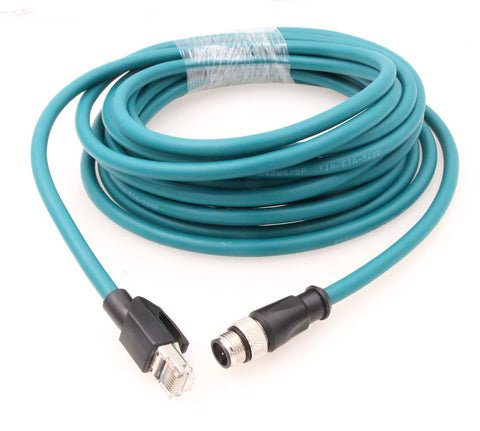 ZBLZGP M12 4 Position D-Coded Male to RJ45 Cat5e Ethernet Waterproof Cable Industrial Field-wireable Machinery Sensor Camera (15M)