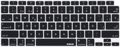 XSKN Spanish Language Design Black Silicone Keyboard Cover Skin for 2020 MacBook Air 13 inch A2179 with Touch ID and A2337 M1 Keyboard - US Version