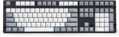 Qisan PBT Keycaps 108 Key Cherry Profile Keycap Set Dye-subbed for 61/87/104/108 MX Switches Mechanical Gaming Keyboard (Grey White Combo)