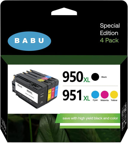 BABU Compatible Ink Cartridges Replacement for HP 950 951XL Work for HP Officejet PRO 8600 8610 8620 8630 8100 8640 8660 8615 8625 251dw 276dw (4PACK)