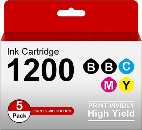 1200XL Ink Cartridges Replacement for Canon 1200XL PGI-1200XL Compatible with MAXIFY MB2720 MB2320 MB2020 MB2120 MB2050 MB2350 Printer (Black, Cyan, Magenta, Yellow, 5-Pack)