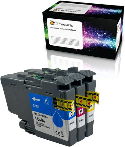 OCProducts Compatible Ink Cartridge Replacement for Brother LC404 3 Pack for DCP-J1200 MFC-J1205W MFC-J1215W (1 Cyan, 1 Magenta, 1 Yellow)