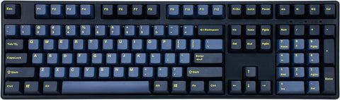 Mistel X-VIII Mechanical Keyboard with Cherry MX Brown Switch,Yellow Letter Glaze Blue PBT DoubleShot Keycap, Full Size Ergonomic Gaming Keyboard for Laptop/Desktop, USB Type-C Cable, Macro Support