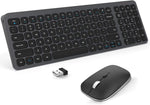 Wireless Keyboard and Mouse Combo, Ultra Thin Quiet Portable Wireless Keyboard and 2.4GHz Wireless Mouse with Nano USB Receiver for Windows Laptop PC Notebook (Black (99 Keys))