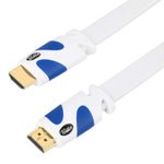 Postta Flat HDMI Cable 25 Feet Flat HDMI 2.0 Cord Support 4K, 3D, 2160p, 1080p, Ethernet and Audio Return-White-Blue