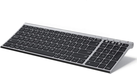 Nasuque Bluetooth Keyboard for Mac OS, Wireless Rechargeable Slim Multi-Device mac Keyboard with Number Pad Compatible for MacBook Pro/Air, iMac, iPhone, iPad Pro/Air/Mini -Black and Gray