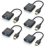 DteeDck HDMI to VGA Adapter 5 Pack, HDMI-to-VGA Adapters Braided Cable Male to Female HDMI VGA Converter for Monitor Laptop Desktop PC Projector HDTV Compatible with Lenovo HP ASUS Dell.