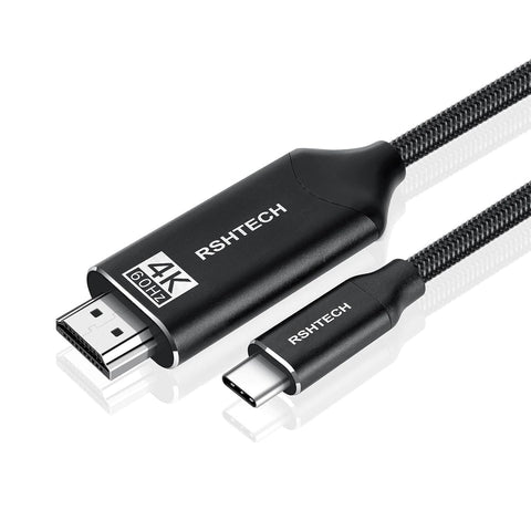 RSHTECH USB C to HDMI Cable, 4K@60Hz USB Type C to HDMI Cable 6ft, Braided HDMI Cord Thunderbolt 3 Compatible for MacBook Pro/Air, Samsung Galaxy S20/ S10, Surface Book, and More