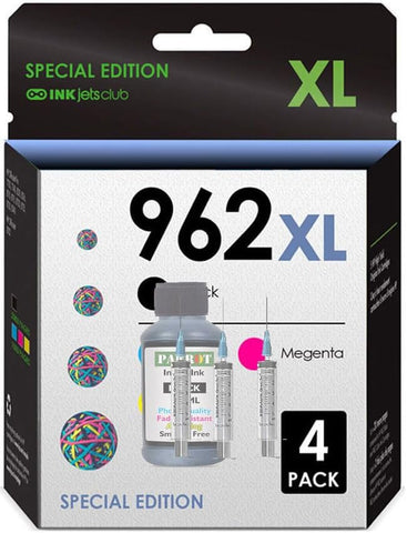 INKjetsclub Compatible Ink Cartridge Replacement for 962XL. Works with OfficeJet Pro 9028 9029 9010 9015 9018 9025 9020 9012 9026 9027 Printers. 4 Pack (Black, Cyan, Magenta, Yellow)