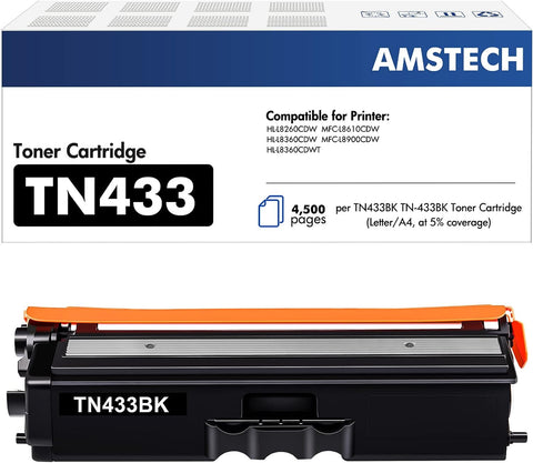 TN433BK Toner Cartridge 1 Pack Black High Yield Compatible Replacement for Brother TN433 TN-433 TN 433 for Brother MFC-L8900Cdw HL-L8360Cdw HL-L8260Cdw HL-L8360Cdwt 8900Cdw 8360Cdw Printer