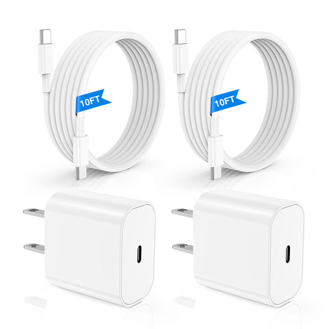 iPad Pro Charger Fast Charging,[Apple Certified]2Pack 10ft iPad Charger Cord Cable with USB C Block Plug for iPad Pro 2022/2021/2020/2018 12.9/11/10.9 inch,5/4/3/2/1th Generation,Air 5/4th,Mini 6 Gen