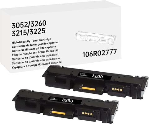 Phaser 3260 Workcentre 3225 Black High Capacity Toner-Cartridge Replacement for Xerox 106R02777 Toner for Phaser 3052 3260 3260DI 3260DNI WorkCentre 3215 3215NI 3225 3225DNI, (2X Black, 3,000 Pages)