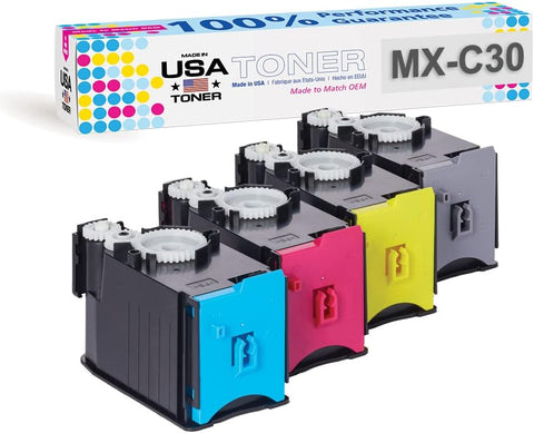 MADE IN USA TONER Compatible Replacement for Sharp MX-C30NT, MX-C250F, C300P, C300W, C301W, C303W, C304W, C305W, C306W (Black, Cyan, Yellow, Magenta, 4 Pack)