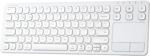 SANWA Multi Device Bluetooth Keyboard with Touchpad, Rechargeable Keypad with Trackpad for Laptop Desktop Computer PC iPad/iPhone Tablet, Compatible with MacBook, Windows, Android, iOS, White