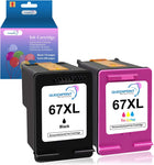 QUEENPRINT for HP 67XL Ink Cartridges Replacement for HP 67 67XL 67 XL Combo Pack for Envy Pro 6055 6455e 6055e 6400 6452 6052 6455 DeskJet 4100 2700 2742e 2755e 2752 4152 4155e (Black Tri-Color)