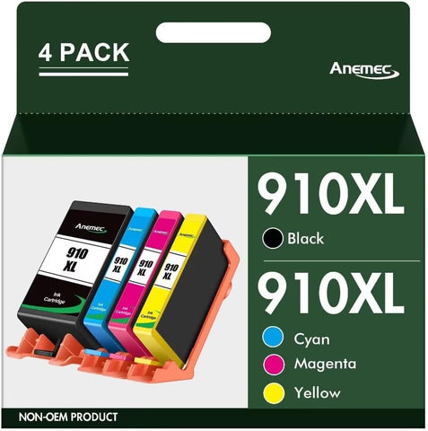 Anemec 910XL Ink Cartridges Compatible with OfficeJet Pro 8020 8025 8035 8028 Series (4 Pack)