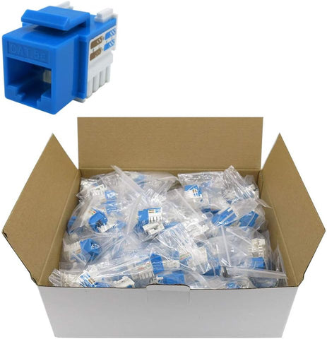 CNAweb Cat5e RJ45 Modular Keystone Jack, 110 Style, Blue - Box of 100