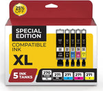 Canon PGi-270XL & Cli-271XL Compatible Replacement from InkjetsClub 5 Pack Ink Cartridges. Works Well with PIXMA MG5720 5721 5722 6820 TS8020 Printers. 2X Black, Cyan, Magenta, Yellow.