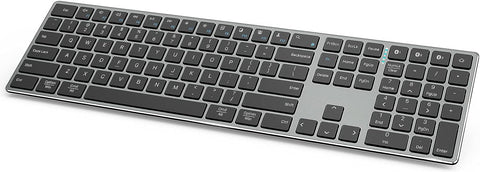 J JOYACCESS Aluminum Wireless Keyboard, Multi-Device Full Size Silent Keyboard Wireless, for Computer/Desktop/Laptop(Black & Grey)