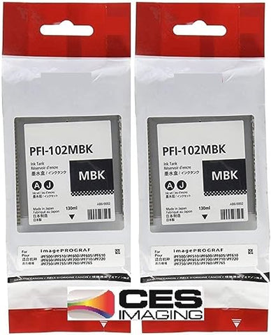 Replacement Canon 2X PFI-102MBK Matte Black Ink Tank for imagePROGRAF iPF500/600/700 Inkjet Printers