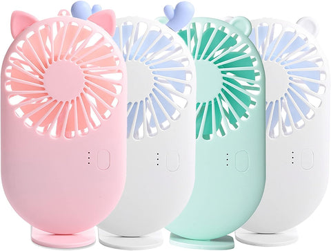 Aeergured Handheld Fan Mini Fan 4 Pack, Small Personal Portable Fan, USB Rechargeable Personal Fan Pocket Fan, 3 Speed Makeup Eyelash Fan for Women Men Outdoor Office