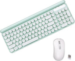 Wireless Keyboard and Mouse Combo, 2.4G Wireless Retro Circular Floating keycap, Suitable for PC, Windows, Laptop(White)