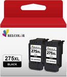 Relcolor 275XL Black Ink Cartridge Replacement for Canon 275 275XL PG-275 XL PG275 High Yield Black Ink Compatible with Canon PIXMA TS3500 TS3520 TS3522 TR4720 TR4700 Printers(2 Pack)