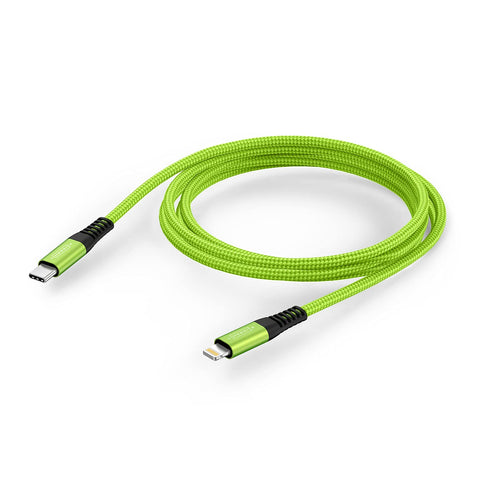 Limebrite 10ft Double Braided Nylon MFi Certified USB-C to Lightning Charging Cable Compatible with iPhone 14/Plus/Pro/Max, iPhone 13/12/11/Pro/Max (Green)