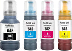 KINOLABS 542 Compatible Ink Bottles Replacement for Epson 542 T542 for Pro EcoTank ET-5800 ET-5850 ET-5880 ET-16600 ET-16650 (1 Black,1 Magenta, 1 Cyan, 1 Yellow, 4 Pack)