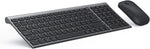 Rechargeable Wireless Keyboard Mouse, seenda Slim Thin Low Profile Keyboard and Mouse Combo with Numeric Keypad Silent Keys for Windows 7/8/10/11 PC Laptop Computer, Gray