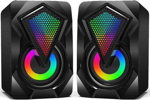 wiwipenda Computer Speakers, Wired 2.0 USB Powered PC Speakers Stereo Mini Multimedia Volume Control,Gaming RGB Lights 3.5mm Jack Speakers for PC Desktop Laptop Monitor