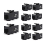 VCELINK RJ45 Cat6 Keystone Coupler UL-Listed 10-Pack, Cat5e/Cat5 Female to Female Keystone Jack Inline Coupler PoE UTP, Black