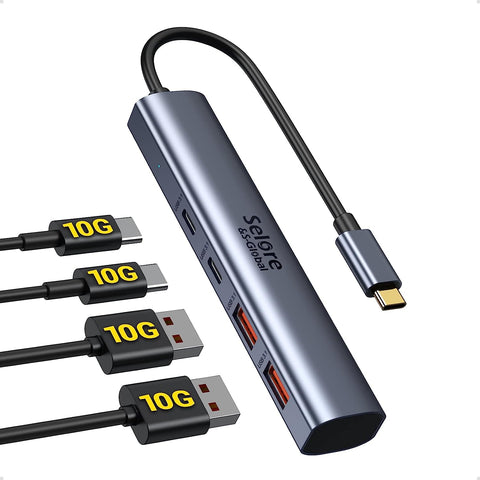 10Gbps USB C Hub, USB C Splitter,USB C to USB C/A Hub,4 Ports USB C Multiport Adapter,USB C to USB Adapter for Laptop,Cellphone,Dell,HP,MacBook,iPad,Samsung.Etc(NOT Support Charging & Monitor)